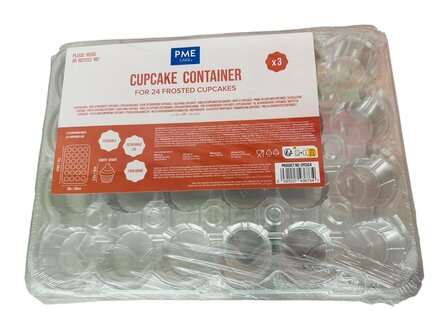 PME Set van 3 Plastic Cupcakehouders (24 holtes)