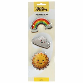 Wilton Koekjesuitsteker Regenboog - Wolk - Zon set/3