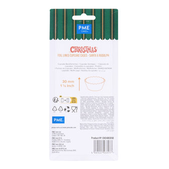 PME Kerst Cupcake Vormpjes met Folievoering - Kerstman &amp; Rudolph (60 stuks)