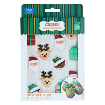 PME Kerst Eetbare Suikerdecoraties - Santas coming to town (12 stuks)