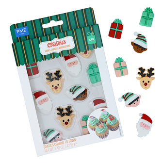 PME Kerst Eetbare Suikerdecoraties - Santas coming to town (12 stuks)