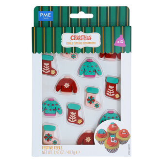 PME Kerst Eetbare Suikerdecoraties - Feestelijke Gevoelens (12 stuks)