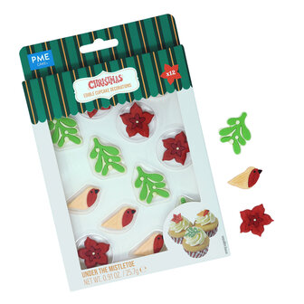 PME Kerst Eetbare Suikerdecoraties - Onder de Mistletoe (12 stuks)