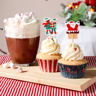 PME Kerst Cupcakevormpjes &amp; Topper Set/24 - De Kerstman