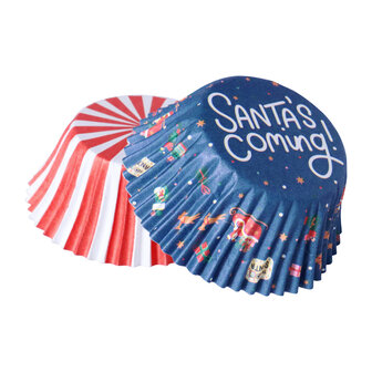 PME Kerst Cupcakevormpjes &amp; Topper Set/24 - De Kerstman