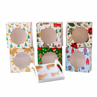 Decora Christmas Sweet Boxex with Cupcake Insert pk/1