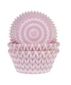 House of Marie Baking Cups Chevron Roze pk/50