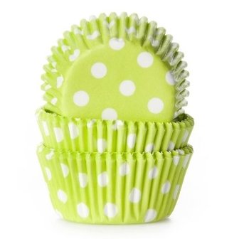 House of Marie Mini Baking Cups Stip Lime Groen pk/60 &gt;