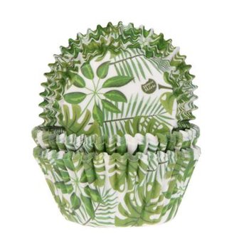 House of Marie Baking Cups Green Leaves pk/50