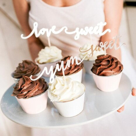 PartyDeco Cupcake Topper Love Silber 6-teilig