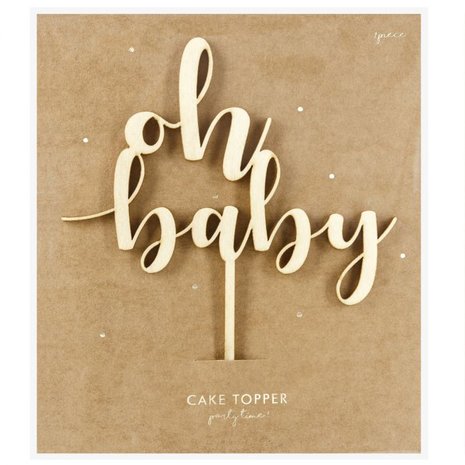 PartyDeco Houten Taart Topper Oh Baby 