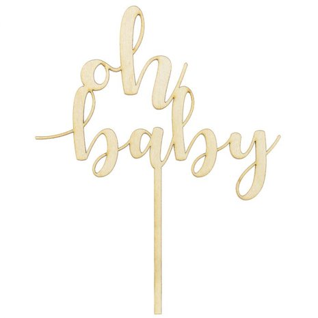 PartyDeco Holz Cake Topper Oh Baby