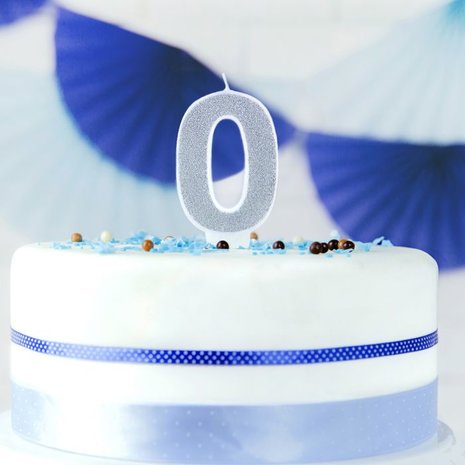 Party Deco Silver Birthday Candle Number 0 