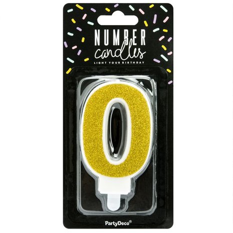 Party Deco Golden Birthday Candle Number 0 