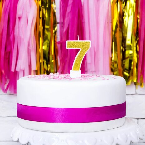 PartyDeco Gouden Verjaardag Kaars Nummer 7 