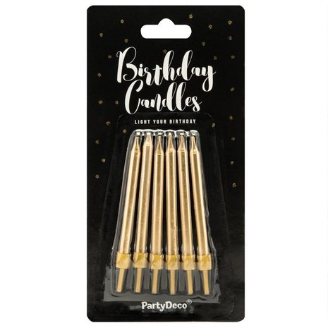 PartyDeco Bougies d’anniversaire Unies Or 6cm pcs/6