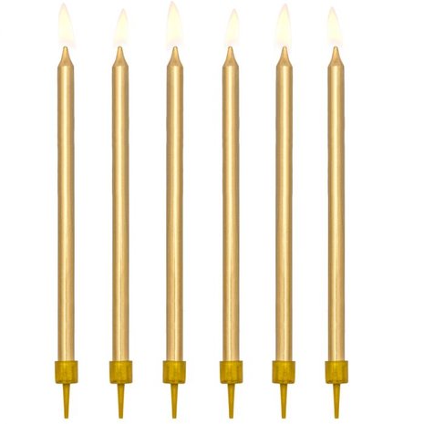 PartyDeco Geburtstagskerzen Gold 12,5cm 12 Stück