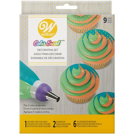 Wilton ColorSwirl Tri-Color Coupler Decorating Set/9