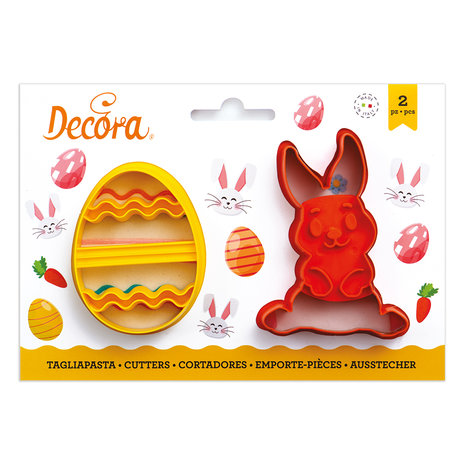 Decora Plastic Cookie Cutters Bunny And Decorated Eggs Set/2