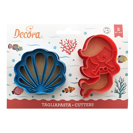 Decora Mermaid and Shell Plastic Cookie Cutter Set 2