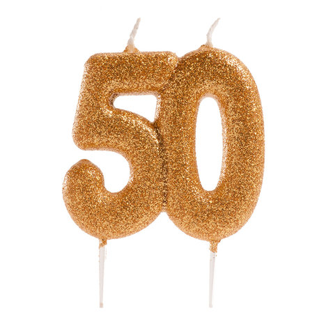 Dekora 50th Anniversary Candle Glitter 8cm