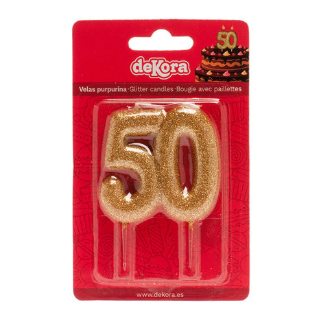 Dekora 50th Anniversary Candle Glitter 8cm