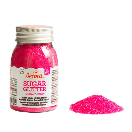 Decora Glittered Sugar Fuchsia 100g