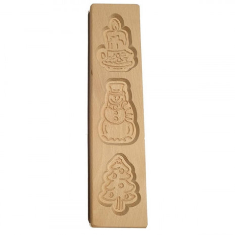 Christmas Speculaas Cookie Mold Candle & Snowman & Christmas Tree 30x7,5 cm