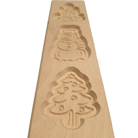 Kerst Speculaasplank Kaars & Sneeuwpop & Kerstboom 30x7,5 cm