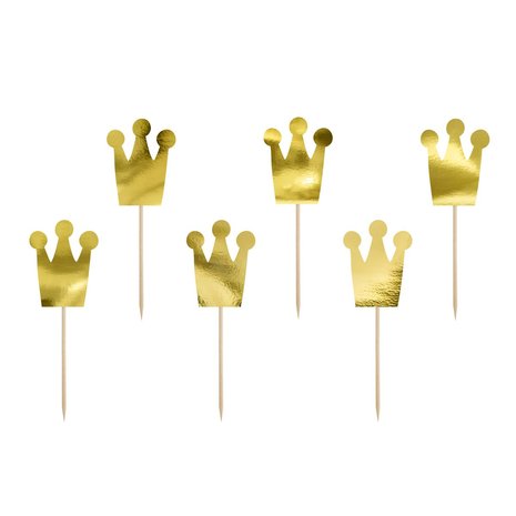 PartyDeco Cupcake Toppers Princess Crowns Set/6