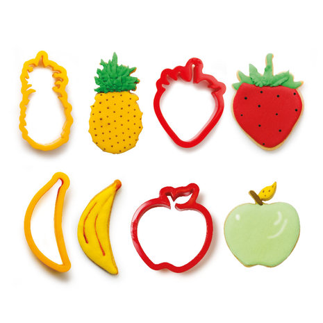 Decora Plastic Cookie Cutters Fruits Set/4