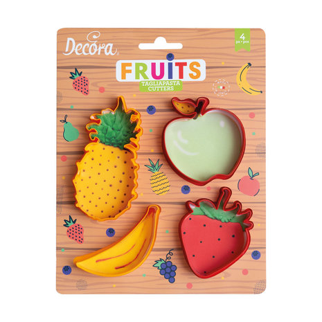 Decora Plastic Cookie Cutters Fruits Set/4