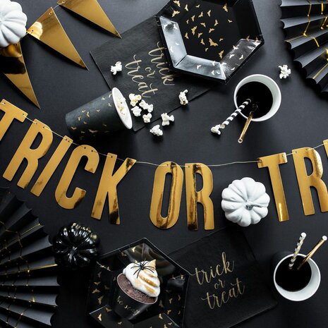 PartyDeco Banner - Trick or Treat, Goud