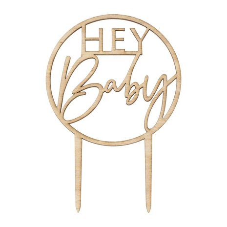 Ginger Ray Hey Baby Wooden Cake Topper