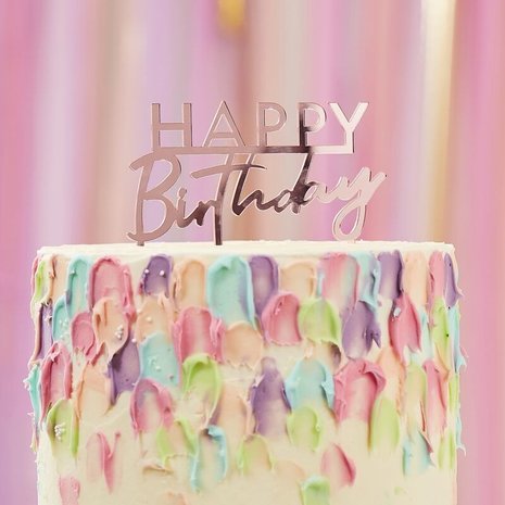 Ginger Ray Pink Acrylic Happy Birthday Cake Topper