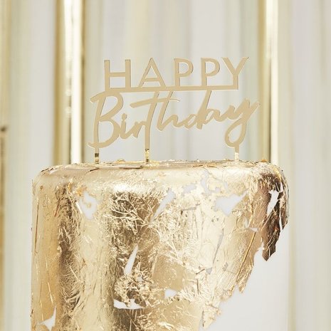 Ginger Ray Gold Acrylic Happy Birthday Cake Topper