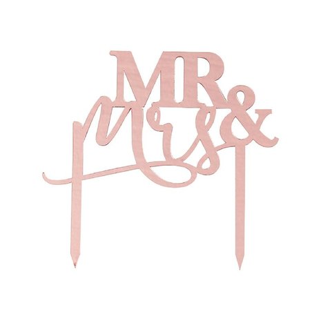 Ginger Ray Mr & Mrs Rose Gold Acrylic Wedding Cake Topper