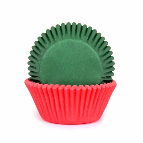 House of Marie Baking Cups Rood & Groen pk/50
