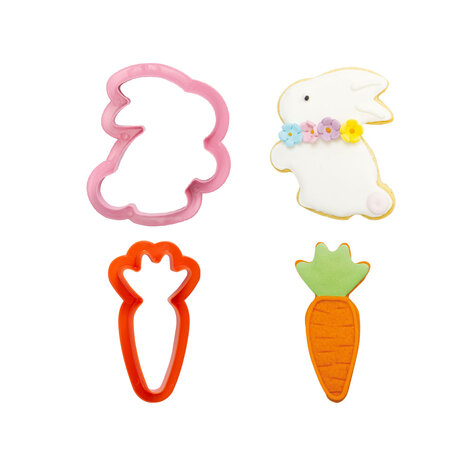 Decora Plastic Cookie Cutters Rabbit and Carrot Set/2