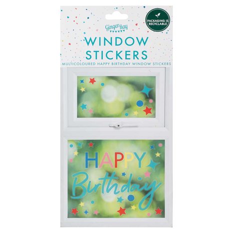 Ginger Ray Multicoloured Happy Birthday Window Sticker