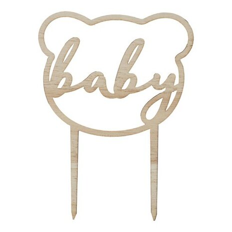 Ginger Ray Wooden Teddy Bear Baby Shower Cake Topper