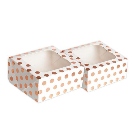 AH Rose Gold Polka Dot Small Square Treat Boxes pk/3