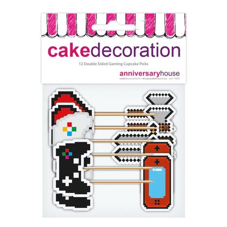 AH Gaming Party Cupcake Toppers 12st
