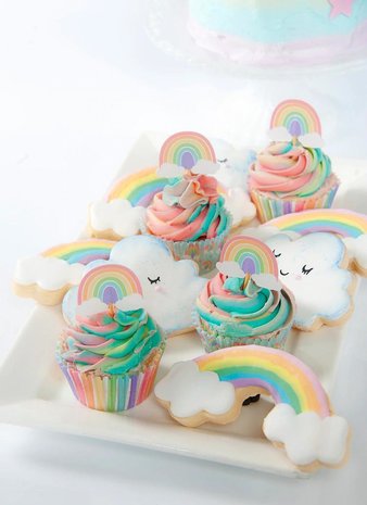 AH Pastel Rainbow Cupcake Toppers 12st