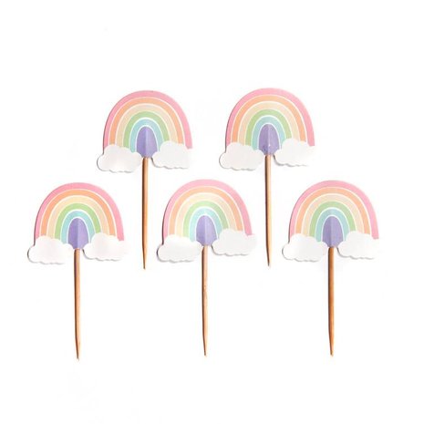 AH Pastel Rainbow Cupcake Toppers 12st