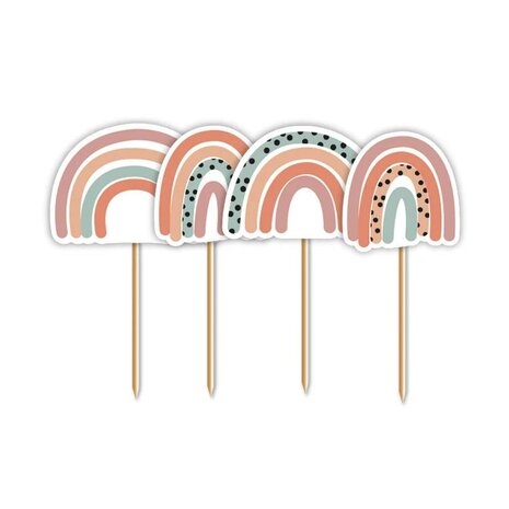 AH Neutral Rainbow Cupcake Toppers 12st