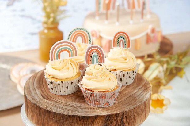 AH Neutral Rainbow Cupcake Toppers 12st