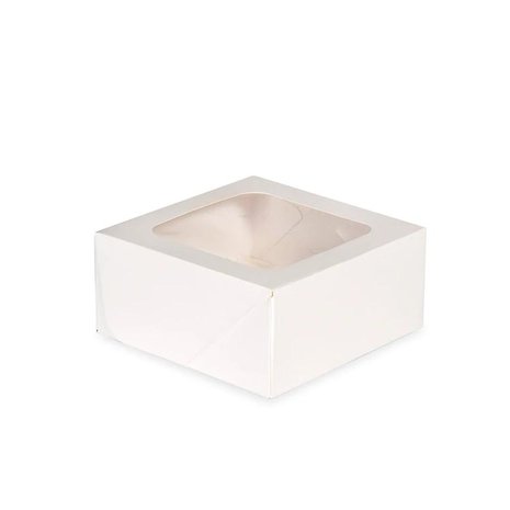 AH White Square Treat Boxes with Window 16 x16cm pk/2