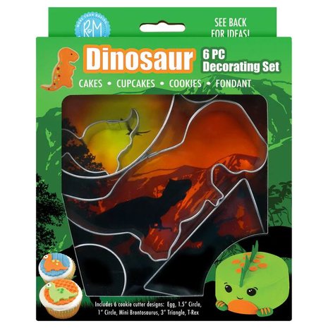 AH Dinosaur Tin-Plated Cake Decorating Cutter Kit 6st