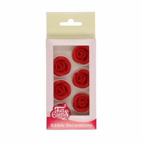 FunCakes Marsepein Decoratie Rozen Rood Set/6